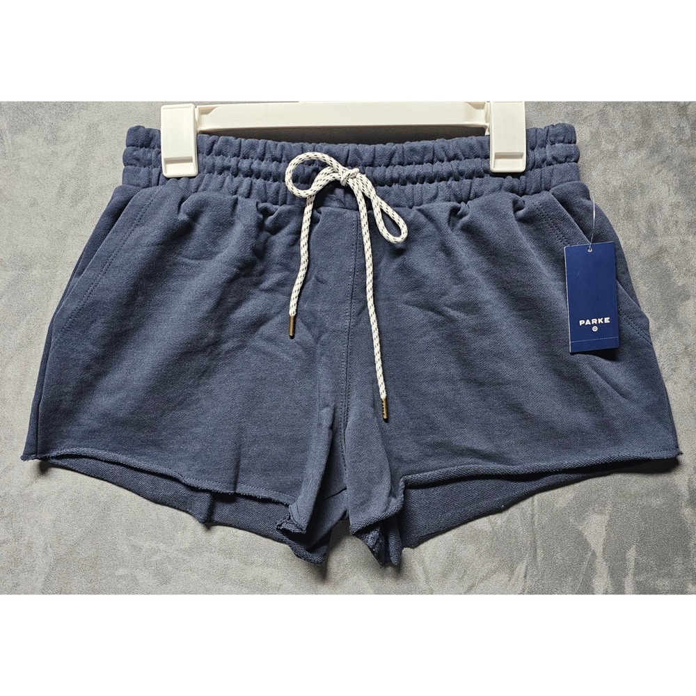 PARKE x Target Navy Blue Knit Drawstring Shorts Raw Hem PCD007M Womens Small‎